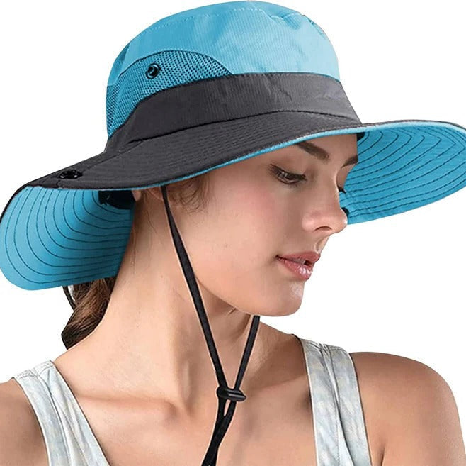 Foldable Outdoor Sun Hat with Wide Brim and Adjustable Strap