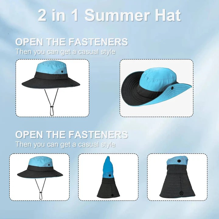 Foldable Outdoor Sun Hat with Wide Brim and Adjustable Strap