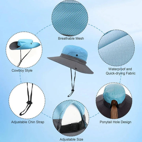 Foldable Outdoor Sun Hat with Wide Brim and Adjustable Strap
