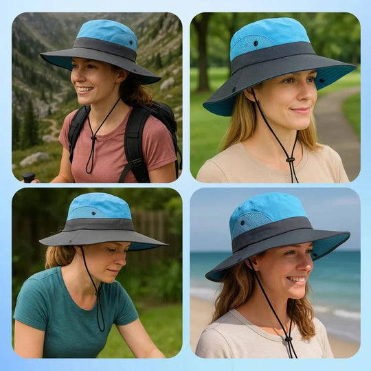Foldable Outdoor Sun Hat with Wide Brim and Adjustable Strap