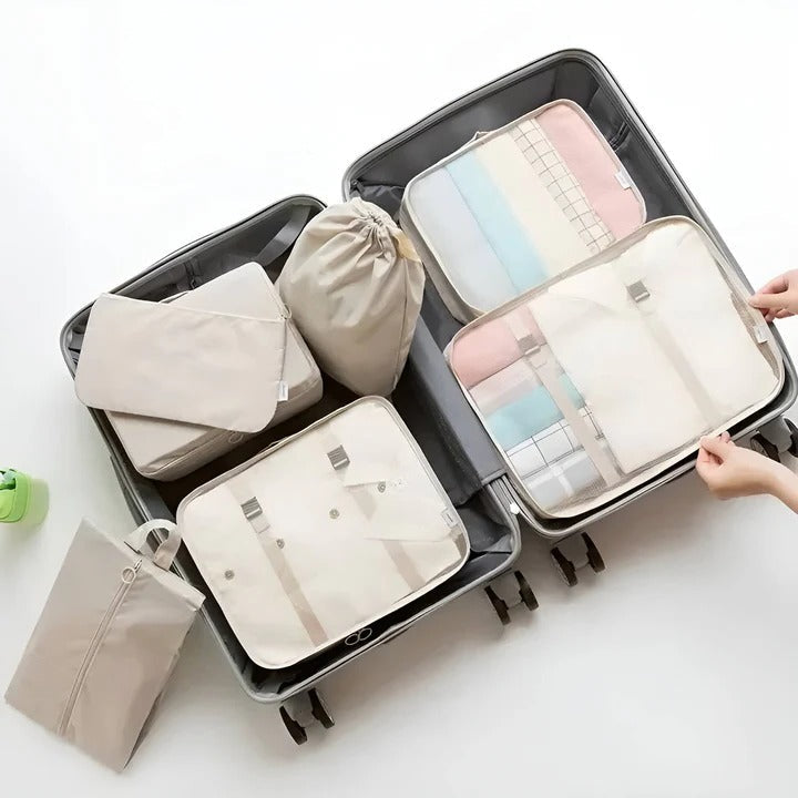 Travel Packing Cube Set, 7 Pieces with Mesh Panels and Bags