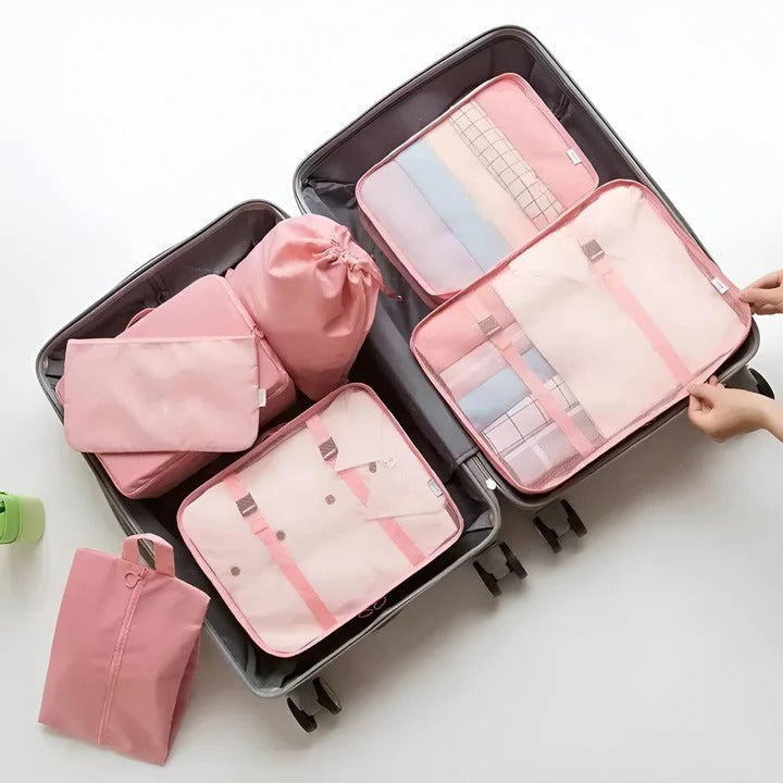Travel Packing Cube Set, 7 Pieces with Mesh Panels and Bags