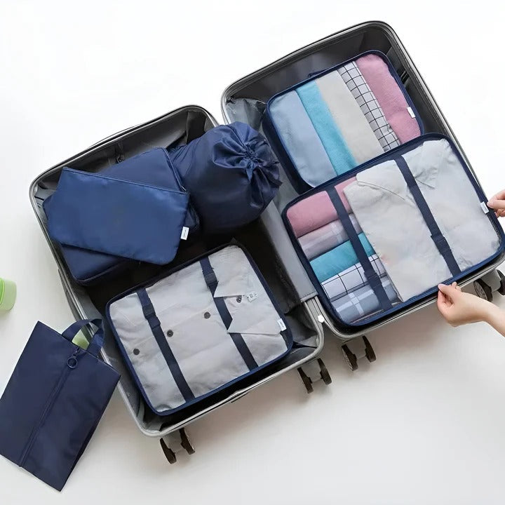 Travel Packing Cube Set, 7 Pieces with Mesh Panels and Bags