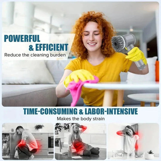 Cordless Electric Spin Scrubber with Interchangeable Brush Heads