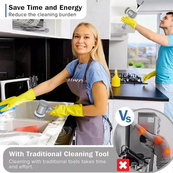 Cordless Electric Spin Scrubber with Interchangeable Brush Heads