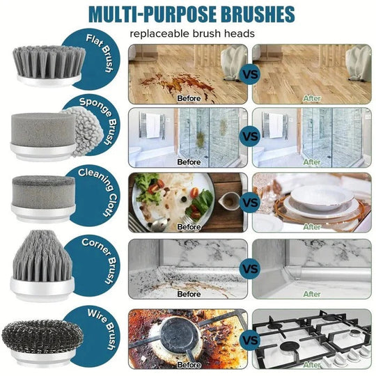 Cordless Electric Spin Scrubber with Interchangeable Brush Heads