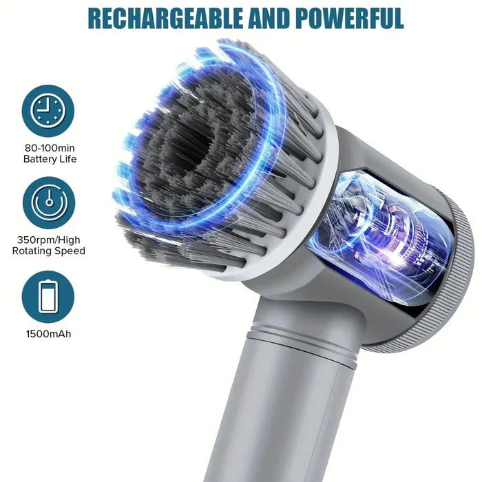 Cordless Electric Spin Scrubber with Interchangeable Brush Heads