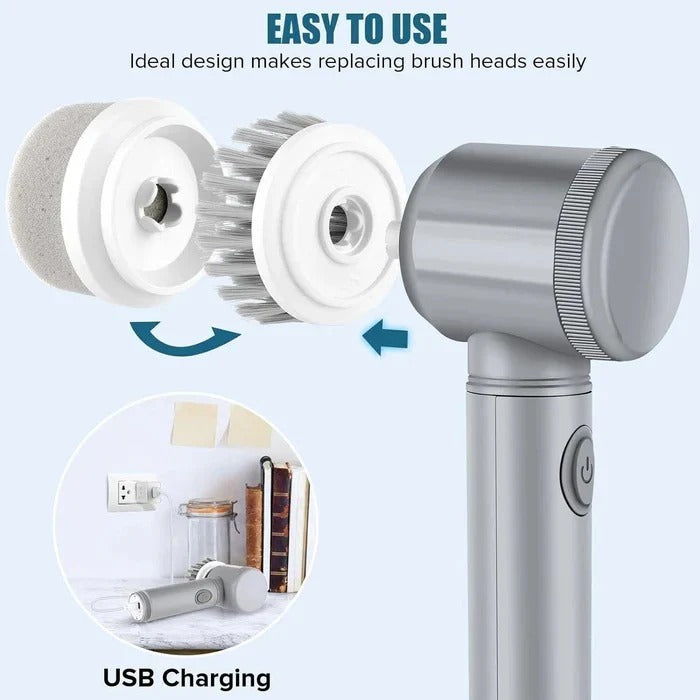 Cordless Electric Spin Scrubber with Interchangeable Brush Heads