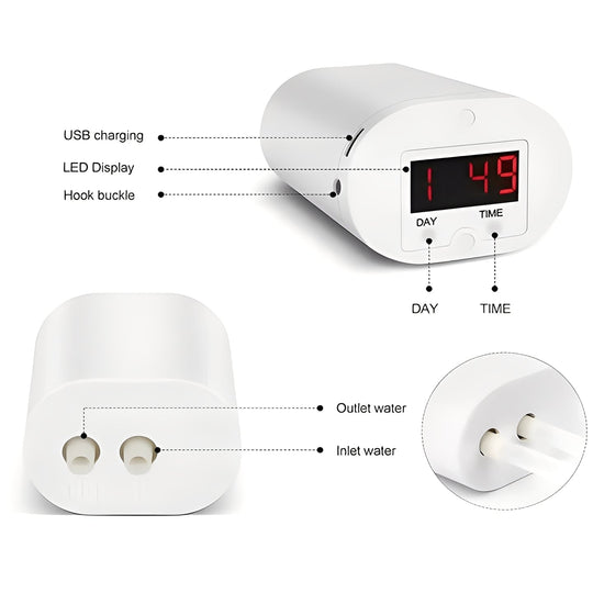 Plant Watering Pump Timer with LCD Display and USB Charging