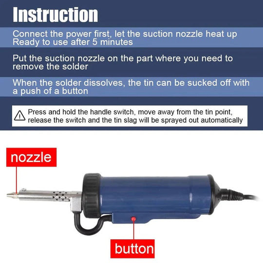 Electric Desoldering Device with Trigger Control and 3 Nozzles
