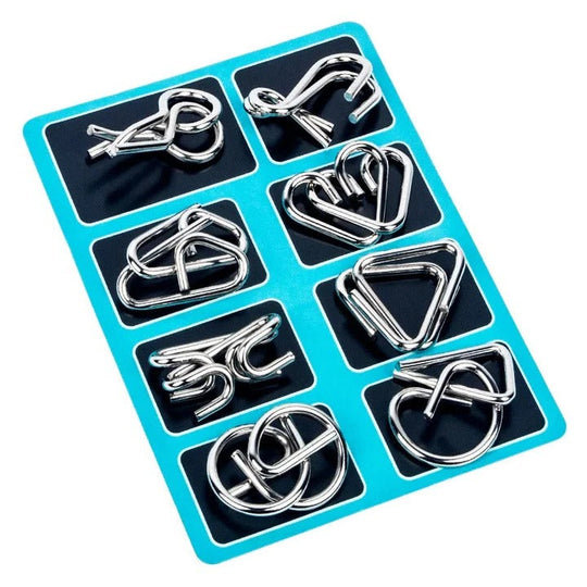 Metal Puzzle Ring Set 8 Piece Brain Teaser Game