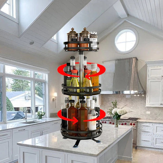 Swivel Metal Organiser with 3 Tiers for Storage