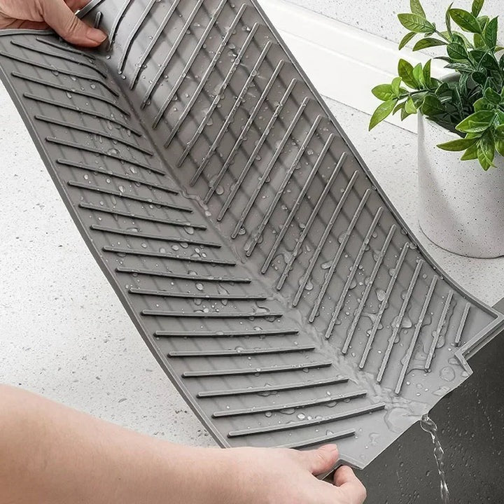 Silicone Kitchen Drying Mat with Grooved Drain