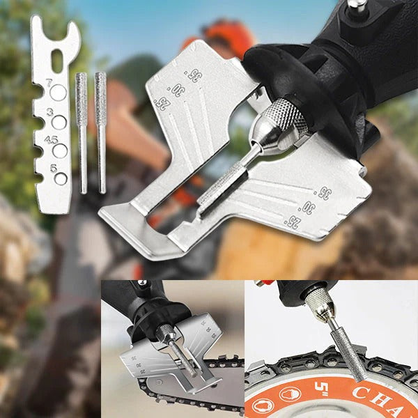 Portable Chainsaw Sharpener for On-Site Use with Angle Guide Design