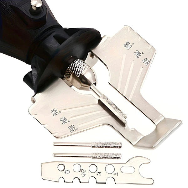 Portable Chainsaw Sharpener for On-Site Use with Angle Guide Design