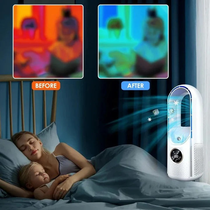Portable Bladeless Fan with USB Power and 100ml Water Tank