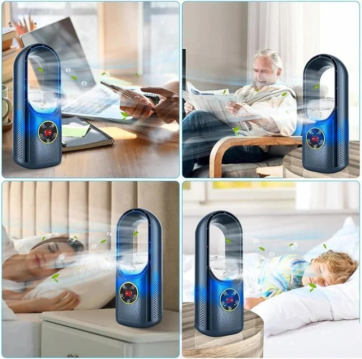 Portable Bladeless Fan with USB Power and 100ml Water Tank