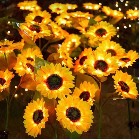 Sunflower Style Solar LED Light with Fabric Petals and Iron Frame