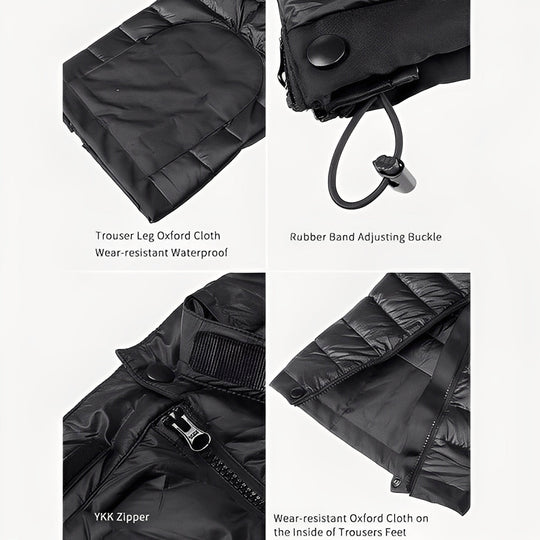 Goose Down Insulated Trousers with Adjustable Waist and Zippers