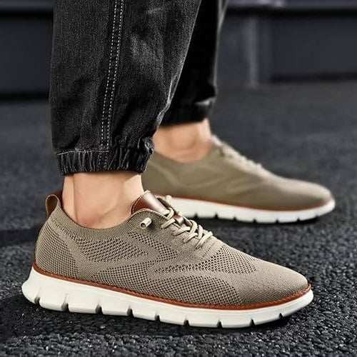 Knit Fabric Casual Shoes with Wide Toe Box and Slip-On Style