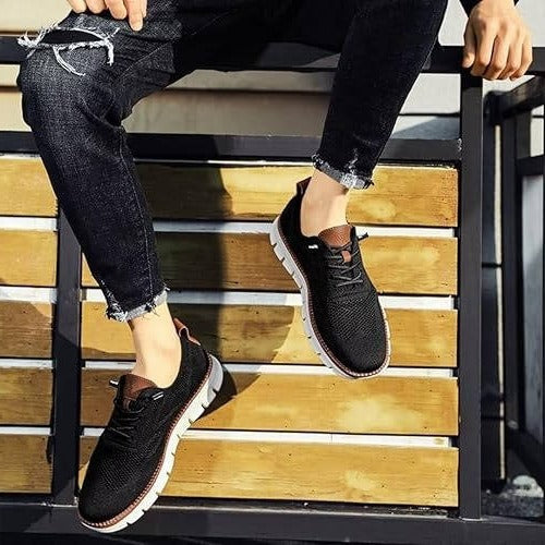 Knit Fabric Casual Shoes with Wide Toe Box and Slip-On Style