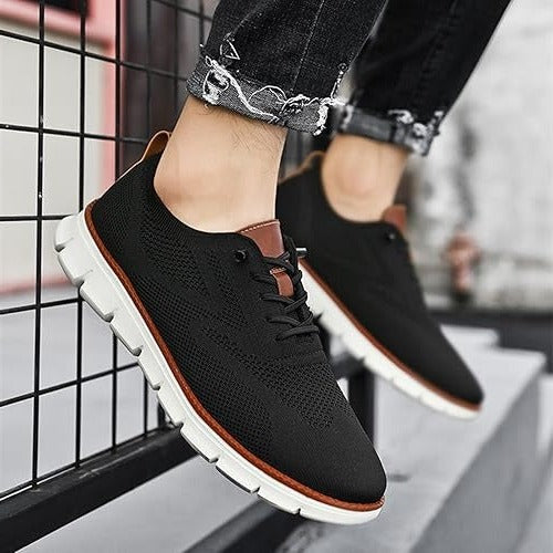Knit Fabric Casual Shoes with Wide Toe Box and Slip-On Style