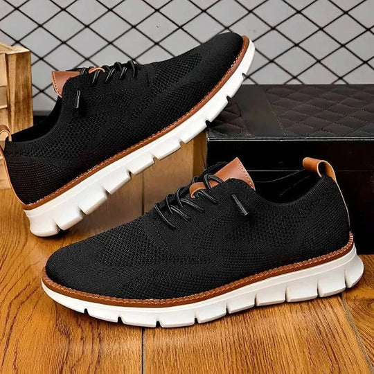 Knit Fabric Casual Shoes with Wide Toe Box and Slip-On Style