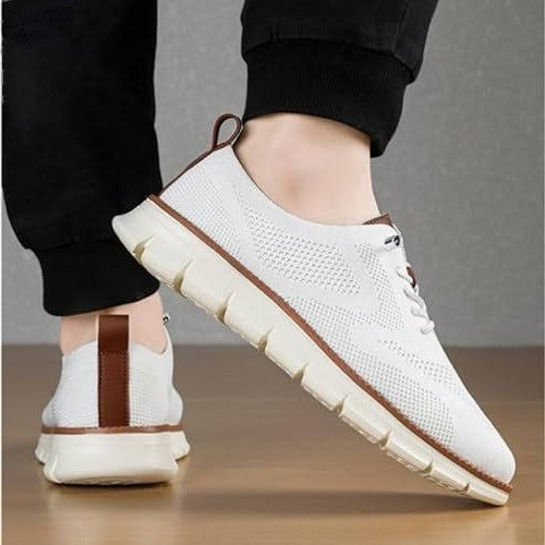 Knit Fabric Casual Shoes with Wide Toe Box and Slip-On Style