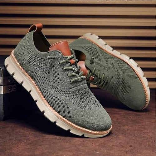 Knit Fabric Casual Shoes with Wide Toe Box and Slip-On Style