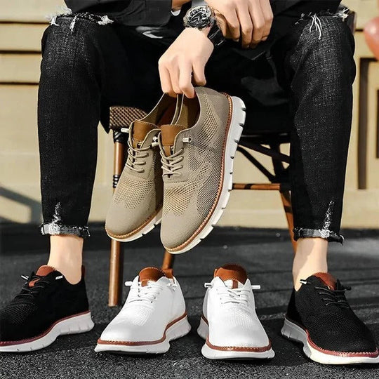 Knit Fabric Casual Shoes with Wide Toe Box and Slip-On Style