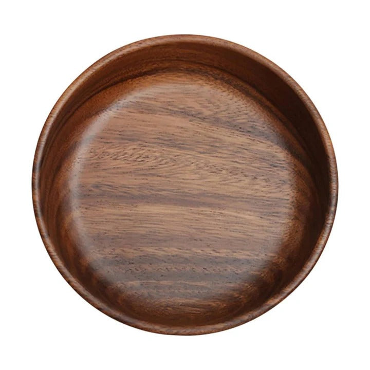 Walnut Wood Round Serving Bowls, Set of 2