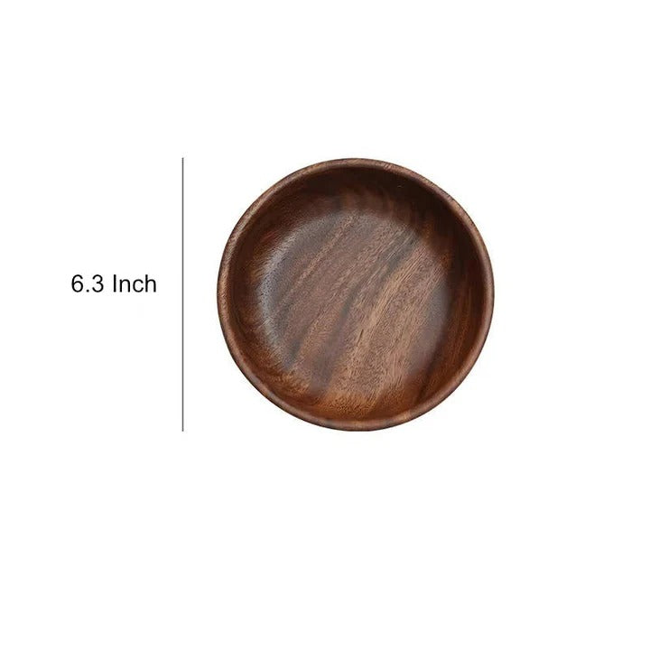 Walnut Wood Round Serving Bowls, Set of 2