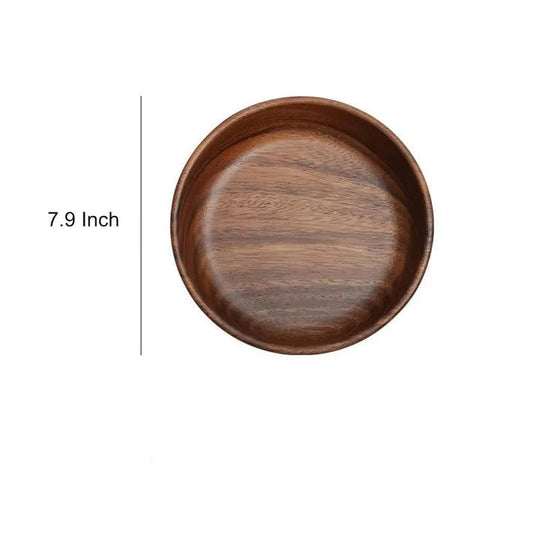Walnut Wood Round Serving Bowls, Set of 2