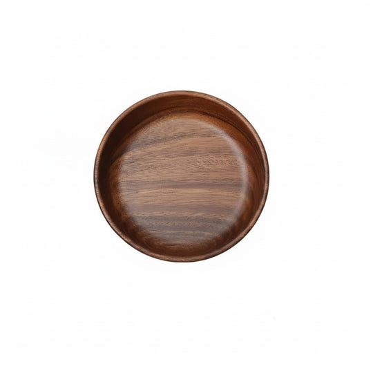 Walnut Wood Round Serving Bowls, Set of 2