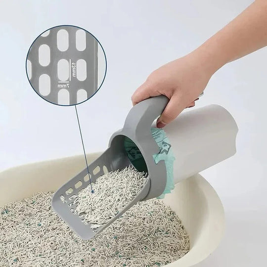 Cat Litter Scoop with Integrated Waste Container and Sifter