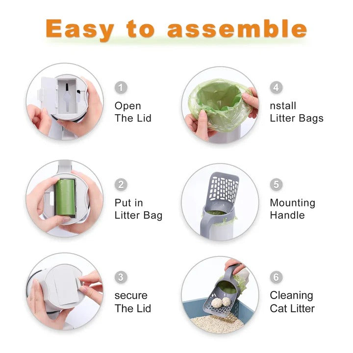 Cat Litter Scoop with Integrated Waste Container and Sifter