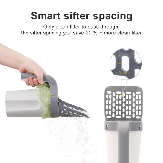 Cat Litter Scoop with Integrated Waste Container and Sifter