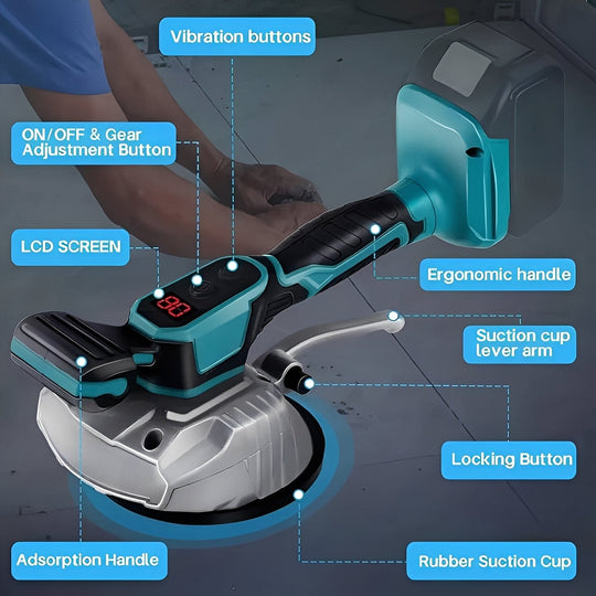 Rechargeable Tile Suction Cup Tool with Vibration and LCD Screen