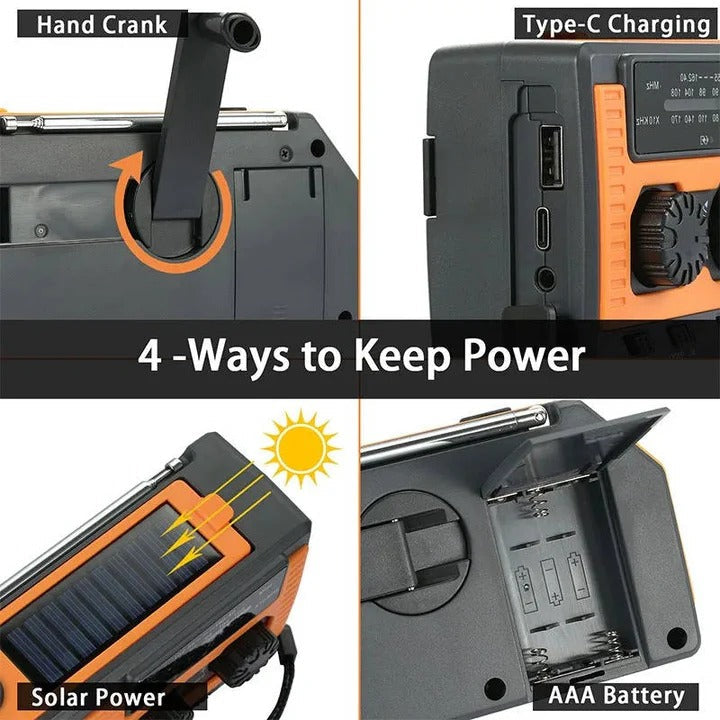 Solar and Hand Crank Radio with 5000mAh Battery Power Bank
