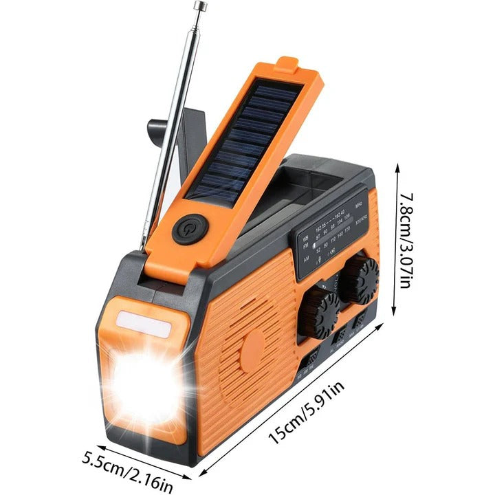 Solar and Hand Crank Radio with 5000mAh Battery Power Bank