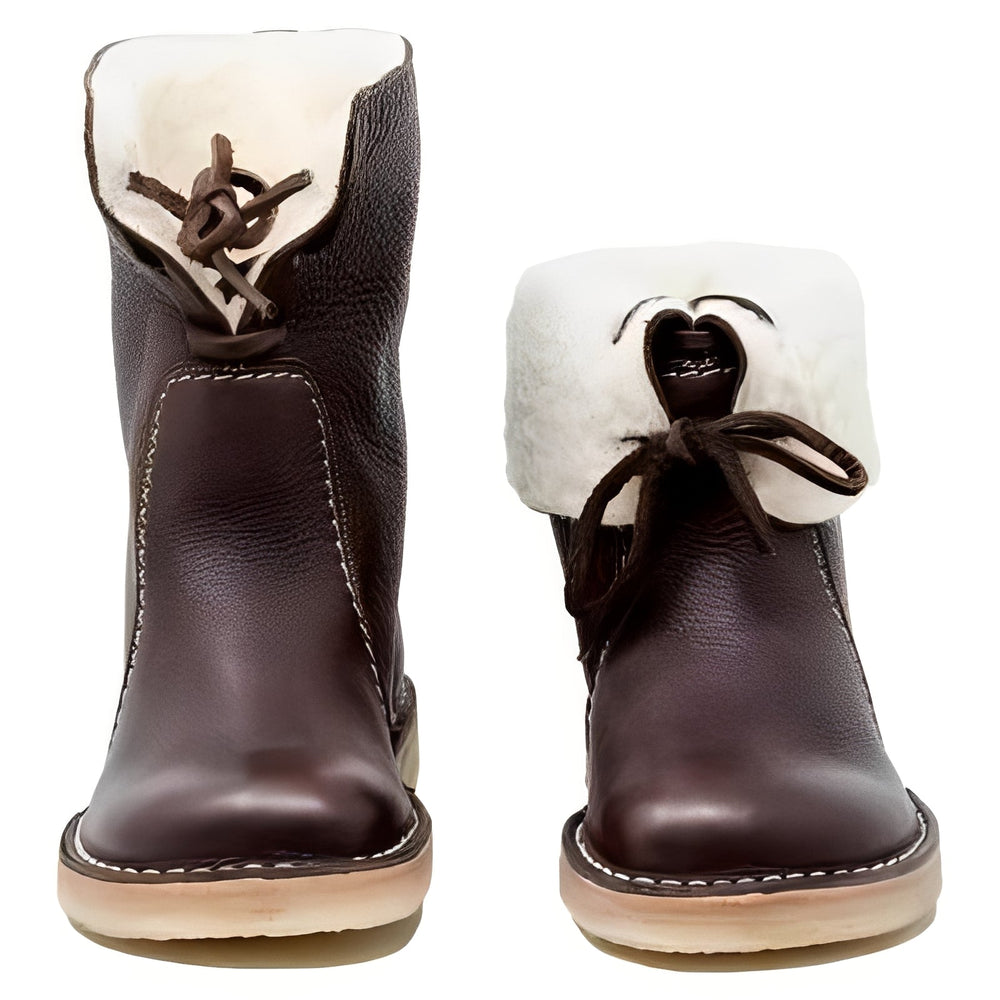 Men's Wool Lined Leather Boots for Outdoor Wear