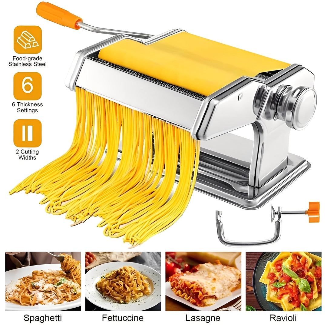 Stainless Steel Pasta Maker with Adjustable Thickness Settings