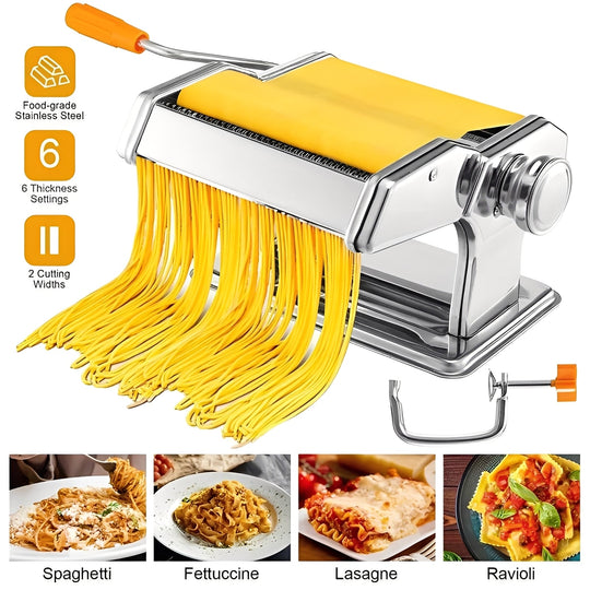 Stainless Steel Pasta Maker with Adjustable Thickness Settings