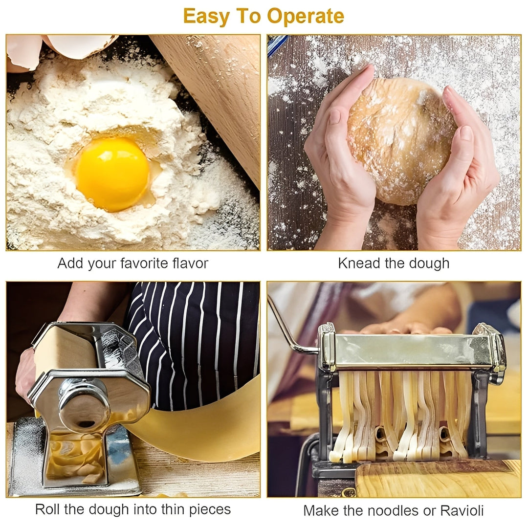 Stainless Steel Pasta Maker with Adjustable Thickness Settings