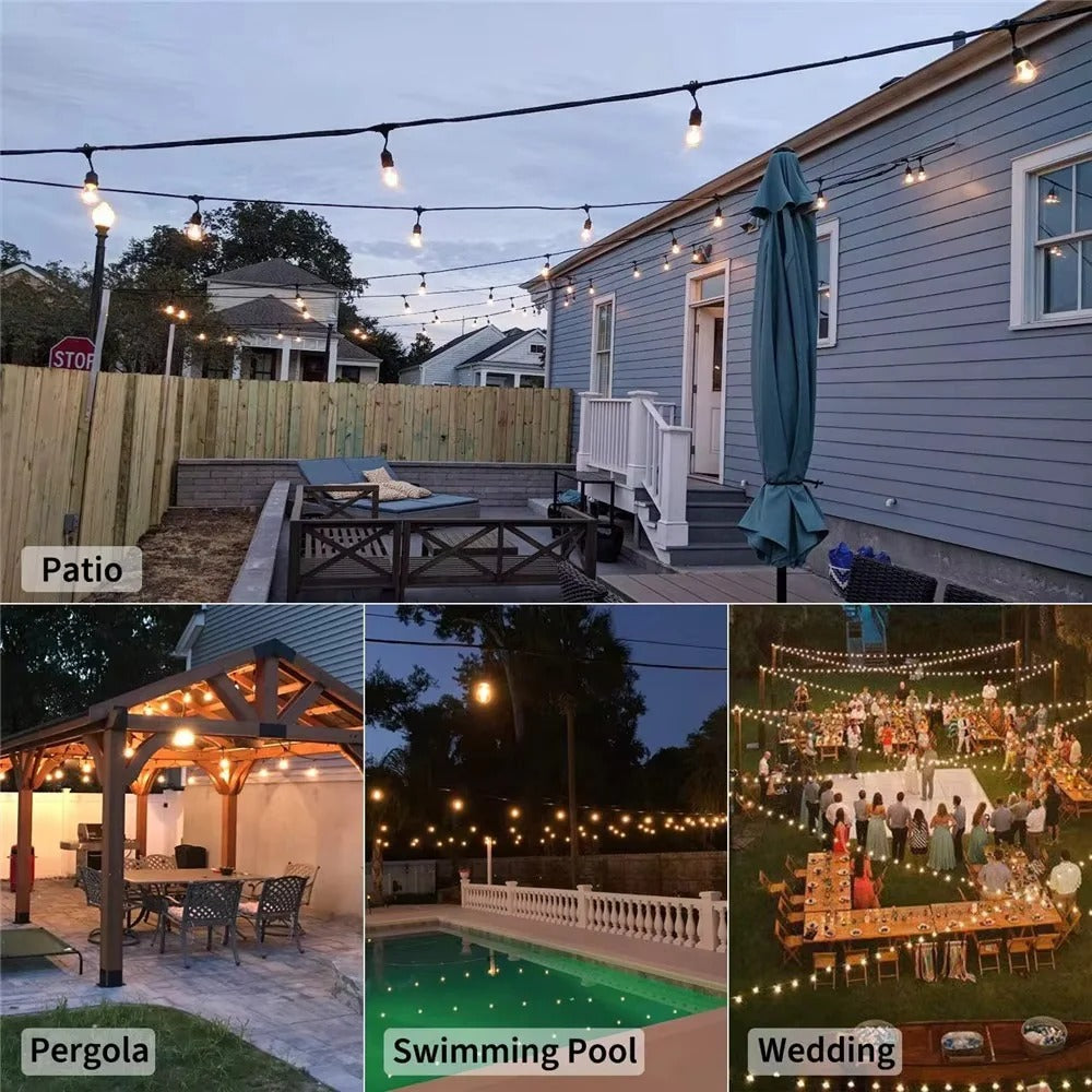 Outdoor LED String Lights with Edison Style Bulbs