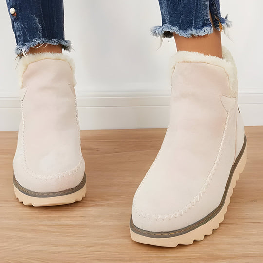 Fur Lined Ankle Boots with Slip-On Design