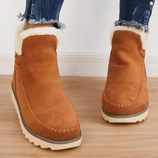 Fur Lined Ankle Boots with Slip-On Design