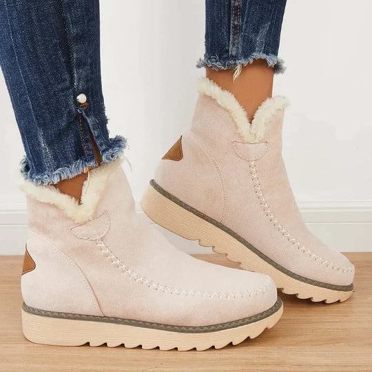 Fur Lined Ankle Boots with Slip-On Design