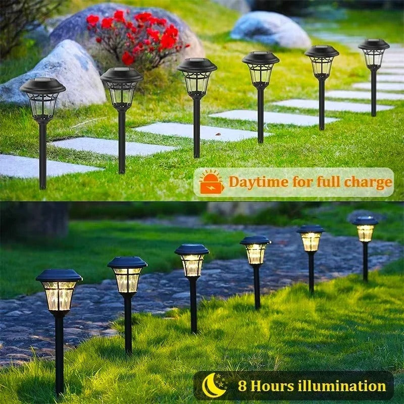 Outdoor Solar LED Lights for Garden and Pathway Use, Set of 4