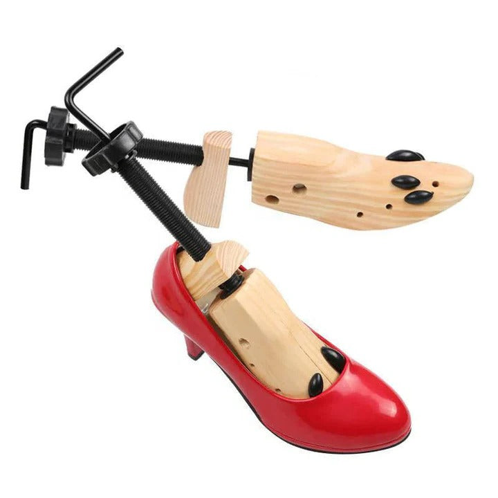 Wooden Shoe Trees with Adjustable Fit for Shoe Shape Support